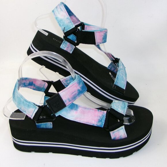 Guess Shoes Allison Ankle Wrap Platform Sandals Women's 8 EUC - Picture 1 of 5